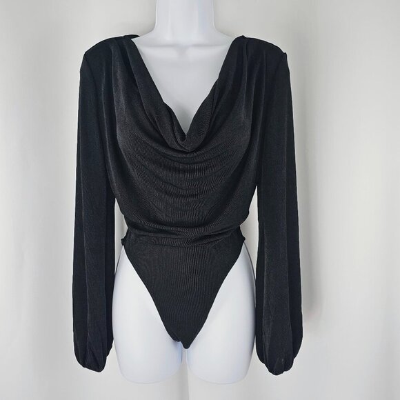 Band of Gypsies Tops - Band Of The Free Black Cowl Neck Long Sleeve Body Suit Women's Size Small NWT